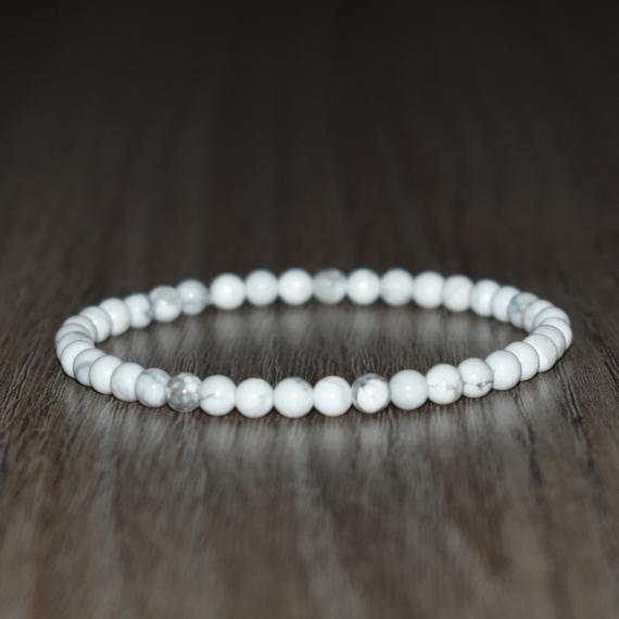 4mm White Howlite Bracelet, Balance Bracelet, Anxiety Bracelet, Stress Relief Bracelet, Insomnia Bracelet, Bracelets For Men Women