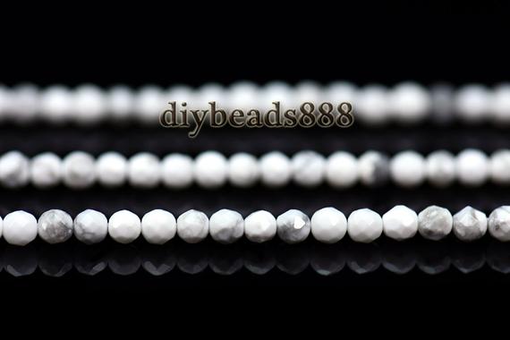 White Howlite Faceted Round Beads,howlite,diy Beads,natural,gemstone,3mm,15" Full Strand