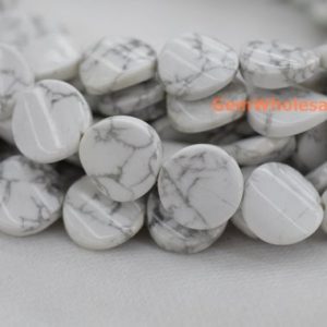 15.5" 16mm Natural white howlite twisted/wave coin beads, semi precious stone JGDOC | Natural genuine other-shape Gemstone beads for beading and jewelry making.  #jewelry #beads #beadedjewelry #diyjewelry #jewelrymaking #beadstore #beading #affiliate #ad