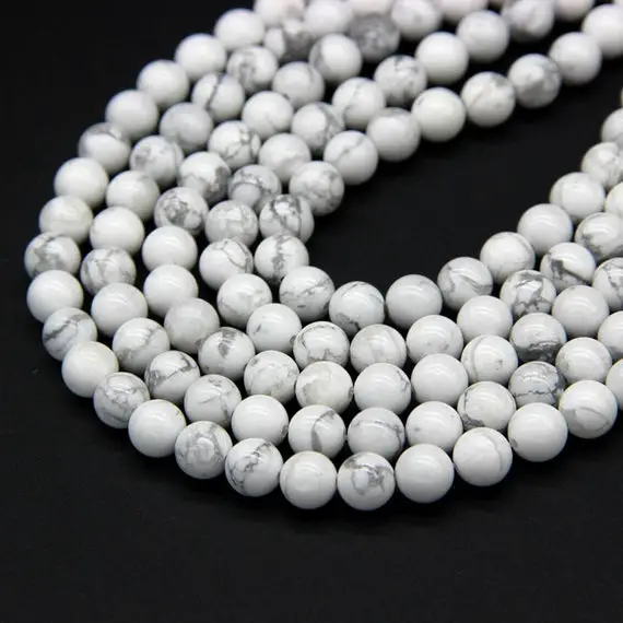 White Howlite Beads 4mm 6mm 8mm 10mm 12mm White Marble Beads White Mala Beads Natural White Beads White Gemstone Beads White Howlite Marble