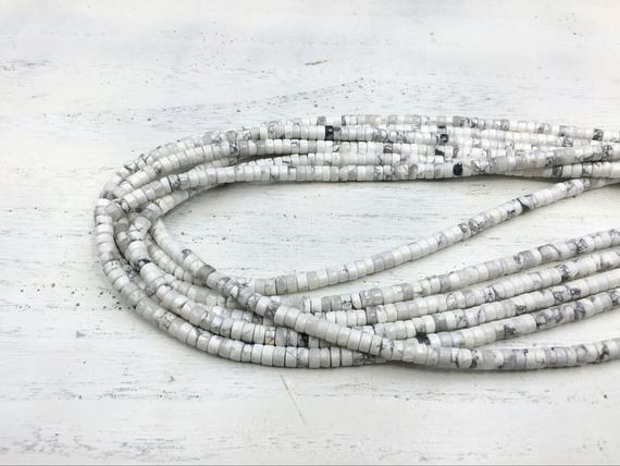 White Howlite Heishi Beads Rondelle Beads Tyre Spacer Beads 4x2mm Howlite Gemstone Rondelles Beading Jewelry Supplies 15.5"/full Strand