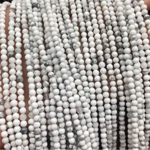Shop Howlite Round Beads! 4mm White Howlite Beads, Round Gemstone Beads, Wholesale Beads | Natural genuine round Howlite beads for beading and jewelry making.  #jewelry #beads #beadedjewelry #diyjewelry #jewelrymaking #beadstore #beading #affiliate #ad