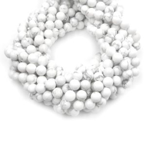 Shop Howlite Round Beads! White Howlite Beads | Matte Round Natural Howlite Beads | 4mm 6mm 8mm 10mm 12mm | Bead Supplies | Natural genuine round Howlite beads for beading and jewelry making.  #jewelry #beads #beadedjewelry #diyjewelry #jewelrymaking #beadstore #beading #affiliate #ad