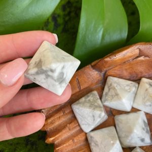 White howlite pyramid | Natural genuine stones & crystals in various shapes & sizes. Buy raw cut, tumbled, or polished gemstones for making jewelry or crystal healing energy vibration raising reiki stones. #crystals #gemstones #crystalhealing #crystalsandgemstones #energyhealing #affiliate #ad