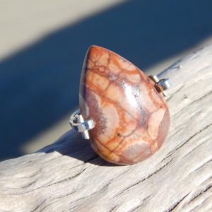 Shop Rainforest Jasper Rings! Huge Mushroom Rhyolite, Solid Sterling Silver Ring, Size 7 | Natural genuine Rainforest Jasper rings, simple unique handcrafted gemstone rings. #rings #jewelry #shopping #gift #handmade #fashion #style #affiliate #ad