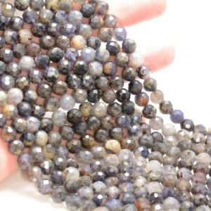 Shop Iolite Faceted Beads! 7MM Iolite Gemstone Micro Faceted Round Grade AB Beads 15.5inch BULK LOT 1,6,12,24 and 48 (80010154-A195) | Natural genuine faceted Iolite beads for beading and jewelry making.  #jewelry #beads #beadedjewelry #diyjewelry #jewelrymaking #beadstore #beading #affiliate #ad