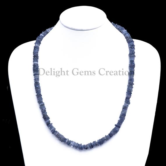 Natural Iolite Smooth 5-6mm Heishi Square Beads Necklace, Iolite 18 Inches Full Strand Finished Necklace, Iolite Jewelry, Beaded Necklace
