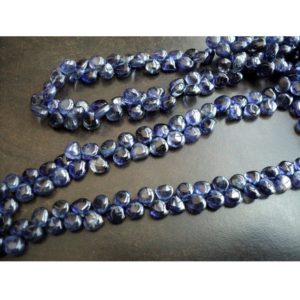 Shop Iolite Bead Shapes! Iolite Beads/ Briolette Beads, Heart Briolettes, 6mm To 8mm Each, 105 Pieces Approx, 15 Inch Strand | Natural genuine other-shape Iolite beads for beading and jewelry making.  #jewelry #beads #beadedjewelry #diyjewelry #jewelrymaking #beadstore #beading #affiliate #ad