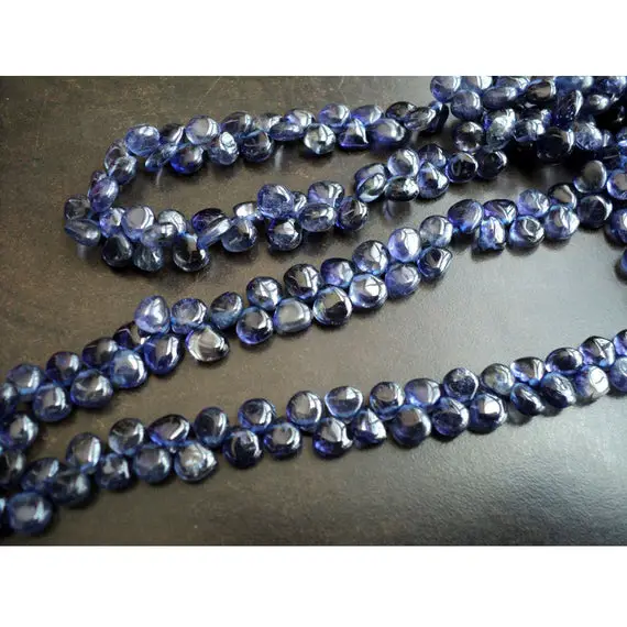 105 Pieces 6mm To 8mm Each Iolite Beads/briolette Beads, Natural Iolite Heart Briolettes, Sold As 15 Inch Strand