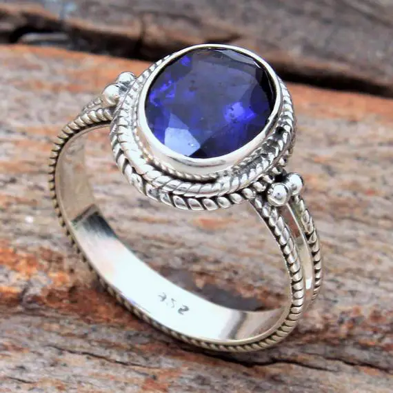 Beautiful Sterling Silver Clean Blue Iolite Ring, Silver Ring, Gift For Her, Unique Gift Ring, Designer Ring, Gemstone Ring, Handmade Ring,