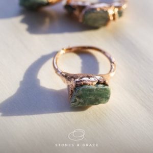 Shop Jade Rings! JADE and copper ring | Raw JADE ring | Green stone ring | Electroformed jade ring | Natural genuine Jade rings, simple unique handcrafted gemstone rings. #rings #jewelry #shopping #gift #handmade #fashion #style #affiliate #ad