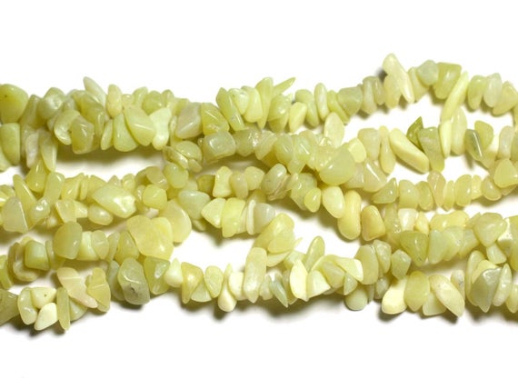 130pc Environ - Perles De Pierre Jade Jaune Citron - Rocailles Chips 5-10mm - 4558550035899