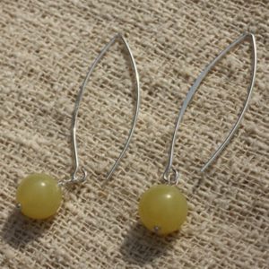 Shop Jade Earrings! Boucles d'Oreilles Argent 925 40mm – Jade Citron 10mm | Natural genuine Jade earrings. Buy crystal jewelry, handmade handcrafted artisan jewelry for women.  Unique handmade gift ideas. #jewelry #beadedearrings #beadedjewelry #gift #shopping #handmadejewelry #fashion #style #product #earrings #affiliate #ad