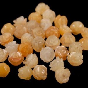 12MM Yellow Jade Gemstone Carved Rose Flower Beads BULK LOT 5,10,20,30,50 (90187281-002) | Natural genuine other-shape Jade beads for beading and jewelry making.  #jewelry #beads #beadedjewelry #diyjewelry #jewelrymaking #beadstore #beading #affiliate #ad