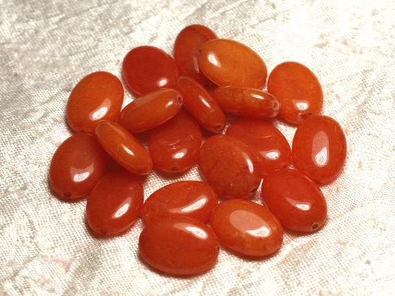 2pc - Perles De Pierre - Jade Orange Ovales 18x13mm   4558550015365