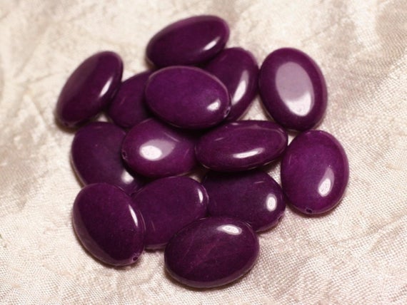 1pc - Perle De Pierre - Jade Violette Ovale 25x18mm   4558550015563