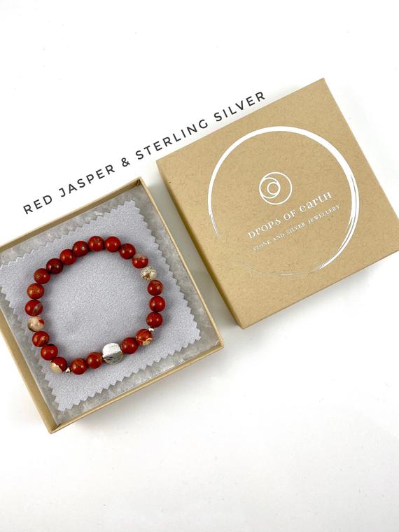 Red Jasper Bracelet, Sterling Silver