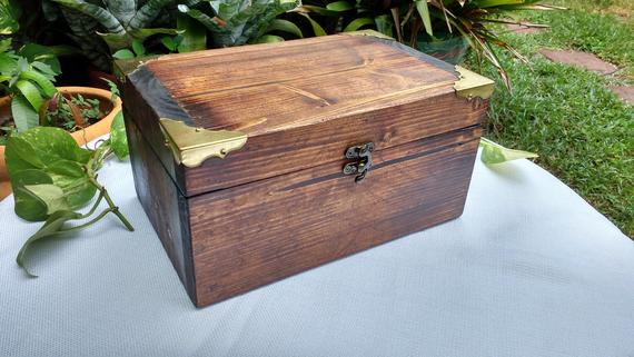 Handcrafted Wooden Keepsake Box With Decorative Corners, Personalized Gift