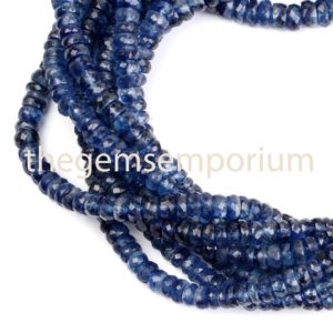 Shop Kyanite Faceted Beads! Kyanite Faceted Rondelle Beads, Kyanite Faceted Beads, Kyanite Rondelle Beads, Kyanite Beads | Natural genuine faceted Kyanite beads for beading and jewelry making.  #jewelry #beads #beadedjewelry #diyjewelry #jewelrymaking #beadstore #beading #affiliate #ad