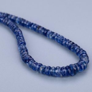 Shop Kyanite Necklaces! Natural Faceted Rondelle Kyanite Necklace Blue Kyanite Necklace Blue Gemstone Necklace Crystal Healing Gemstone Gift for her | Natural genuine Kyanite necklaces. Buy crystal jewelry, handmade handcrafted artisan jewelry for women.  Unique handmade gift ideas. #jewelry #beadednecklaces #beadedjewelry #gift #shopping #handmadejewelry #fashion #style #product #necklaces #affiliate #ad