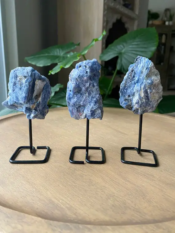 One Kyanite Cluster On A Stand, Blue Kyanite, Home Office Decor,  Crystal Decor