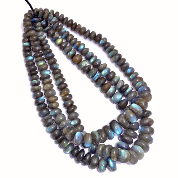 Aaa+ Labradorite 10mm-16mm Rondelle Smooth Beads | 17inch Strand-460carats | Natural Fire Labradorite Semi Precious Gemstone Rare Size Beads