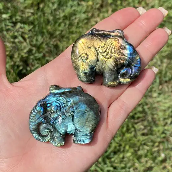 Labradorite Elephant, Crown Chakra, Labradorite, Elephants, Crystal Grid, Meditation, Blue Labradorite, Carving