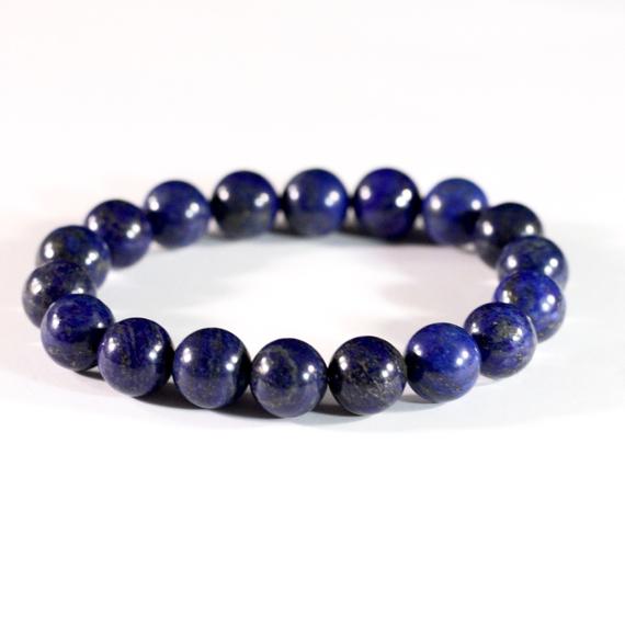 Natural Lapis Lazuli Large Bead Stretchy Bracelet // Elastic Bracelets // Stone Jewelry // Village Silversmith