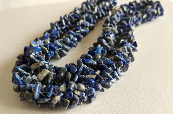 4-7mm Lapis Lazuli Rough Chips, Lapis Lazuli Beaded Rope, Natural Lapis Lazuli Chips For Necklace 24 Inch (1strand To 5strand Option)-ant167