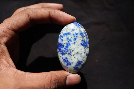 Lapis Lazuli Palm Stone, Madani Lapis Lazuli Natural Untreated Undyed Tumbled Polished Pocket Stone, Blue And Gold Crystal Tumble