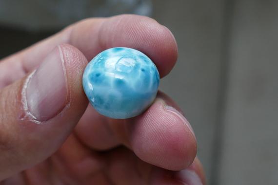 28.5ct Natural Blue Larimar Gemstone Cabochon  Size 18x18x10 Mm