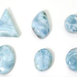 Shop Larimar Chip & Nugget Beads! Natural Larimar Cabochon cabochon Cabochon Chips Rock Stone Gemstone Variety Shape Flat Round Beads for Pendant – PGL14 | Natural genuine chip Larimar beads for beading and jewelry making.  #jewelry #beads #beadedjewelry #diyjewelry #jewelrymaking #beadstore #beading #affiliate #ad