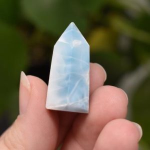 Larimar point natural stefilia's stone mini self standing polished stone pectolite crystal tiny tower | Natural genuine stones & crystals in various shapes & sizes. Buy raw cut, tumbled, or polished gemstones for making jewelry or crystal healing energy vibration raising reiki stones. #crystals #gemstones #crystalhealing #crystalsandgemstones #energyhealing #affiliate #ad