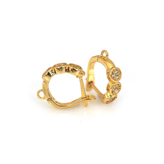 Latch Back Earring Hoop,pave Cubic Zirconia Leverback Ear Wire For Original Jewelry Making Supplies 15x17mm 1 Pair