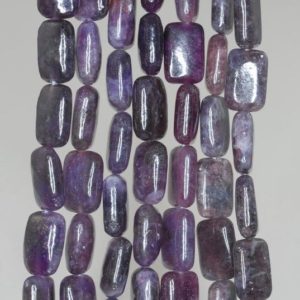 Shop Lepidolite Bead Shapes! 12X8mm Dark Purple Lepidolite Gemstone Grade A Rectangle Beads 16 inch Full Strand BULK LOT 1,2,6,12 and 50 (90188386-663) | Natural genuine other-shape Lepidolite beads for beading and jewelry making.  #jewelry #beads #beadedjewelry #diyjewelry #jewelrymaking #beadstore #beading #affiliate #ad