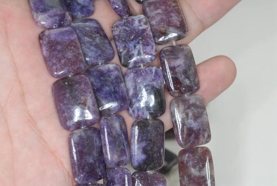 20x15mm Purple Lepidolite Gemstone Grade A Rectangle Beads 15.5 Inch Full Strand Bulk Lot 1,2,6,12 And 50 (90188274-667)