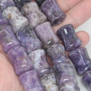 Shop Lepidolite Bead Shapes! 22X16mm Purple Lepidolite Gemstone Grade A Drum Barrel Beads 7.5 inch Half Strand BULK LOT 1,2,6,12 and 50 (90187953-709B) | Natural genuine other-shape Lepidolite beads for beading and jewelry making.  #jewelry #beads #beadedjewelry #diyjewelry #jewelrymaking #beadstore #beading #affiliate #ad
