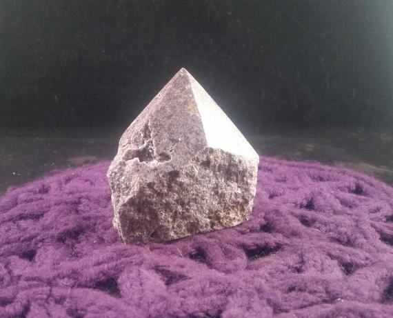 Lepidolite Top Polished Crystal Point Stones Crystals Natural Dark Sparkly Purple Unique Display Self Standing Brazil