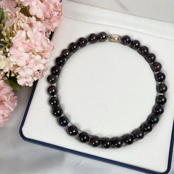 Luxury Natural Dark Purple Sugilite Stone Necklace With Rose Gold Plated Vermeil Sterling Silver Clasp - Sugilite Necklace