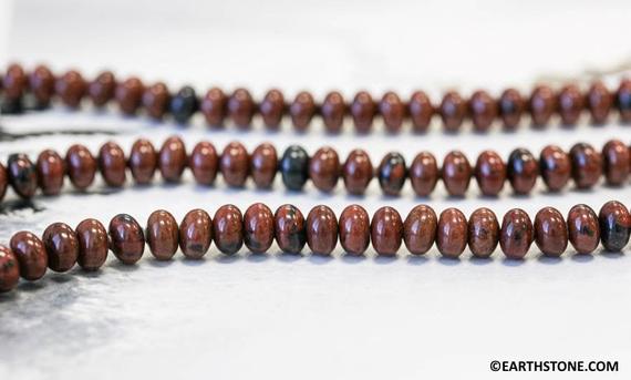 M/ Mahogany Obsidian 9mm/ 8mm/ 4mm Rondelle Beads 15.5" Strand Brown Color Gemstone Spacer Beads For Crafts, And Diy Jewelry Making