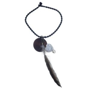 Shop Magnesite Necklaces! Magnesite Necklace Funky Brown Feather Puffy White Stone Heart | Natural genuine Magnesite necklaces. Buy crystal jewelry, handmade handcrafted artisan jewelry for women.  Unique handmade gift ideas. #jewelry #beadednecklaces #beadedjewelry #gift #shopping #handmadejewelry #fashion #style #product #necklaces #affiliate #ad