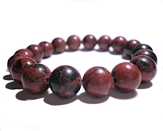 Mahogany Obsidian Bracelet,obsidian Bracelet,releases Hidden Energy,heals Negative Energy,fell Confident In Your Skills,10mm Beads,mahogany