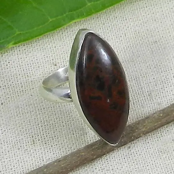 Mahogany Obsidian Ring, 925 Sterling Silver Ring, Lower Prices, Handmade Ring, Unisex Ring, Obsidian Ring, Marquise Ring, Gift For Her