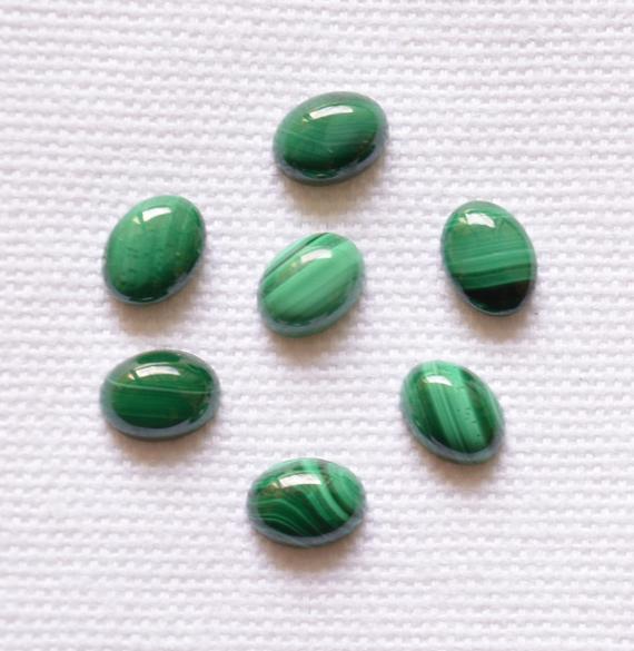 7 Pieces Lot, Green Malachite Cabochons, Oval Cabochon Loose Gemstone, Green Malachite, Gemstone For Jewelry Making, 8x6mm #ar8560