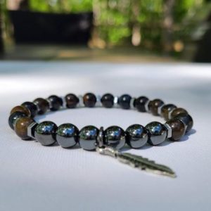 Shop Tiger Iron Bracelets! Mens Bracelet, Tiger Iron Bracelet, Hematite Bracelet, Grounding Stone, Focus, Strength, Protection, Mens Gift, Yoga Gift, Crystal Healing | Natural genuine Tiger Iron bracelets. Buy handcrafted artisan men's jewelry, gifts for men.  Unique handmade mens fashion accessories. #jewelry #beadedbracelets #beadedjewelry #shopping #gift #handmadejewelry #bracelets #affiliate #ad