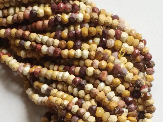 3.5-4mm Mookaite Jasper Micro Faceted Rondelle Beads Mookaite Faceted Beads, 13 Inch Mookaite Faceted Beads For Jewelry (1st To 5st Options)