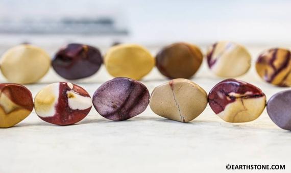 L/ Mookaite 15x20mm Waved Flat Oval Beads 15" Strand Natural Australia Mookaite Jasper Beads For Jewelry Making