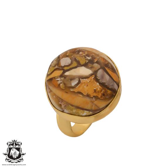 Brecciated Mookaite Ring Meditation Ring 24k Gold Ring Gpr700