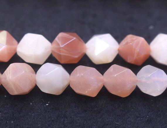 Natural Faceted Multicolor Moonstone Nugget Beads,moonstone Beads,6mm 8mm 10mm 12mm Natural Star Cut Faceted Moonstone Beads,one Strand 15"