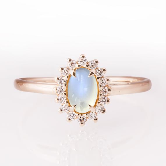 Moonstone Engagement Ring, Diana Moonstone Ring, Moonstone Ring